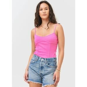 Monrow Pointelle Bustier Tank Pink NEW (size L)